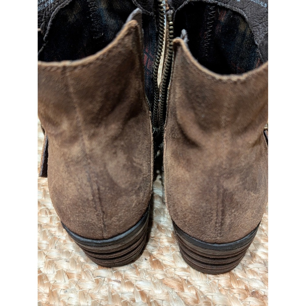 Born Suede Leather Ankle Boots Brown Buckle Harness Booties Womens 7.5 M - Picture 7 of 10